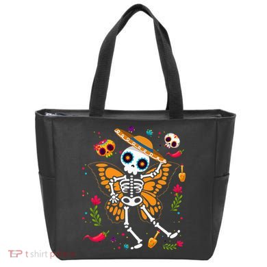 Day of the Dead Sugar Skull Skeleton Monarch Butterfly Tote Bag