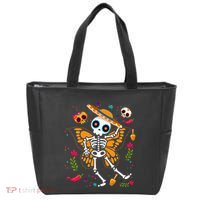 Day of the Dead Sugar Skull Skeleton Monarch Butterfly Tote Bag thumb 0