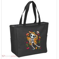 Day of the Dead Sugar Skull Skeleton Monarch Butterfly Tote Bag thumb 2