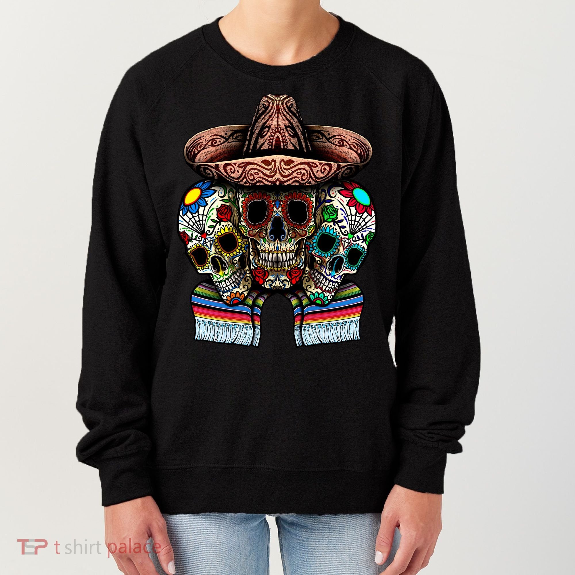 Day Of The Dead Tri Sugar Skulls Women's Sweatshirt
