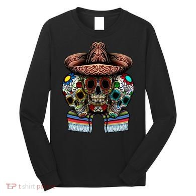 Day Of The Dead Tri Sugar Skulls Long Sleeve Shirt