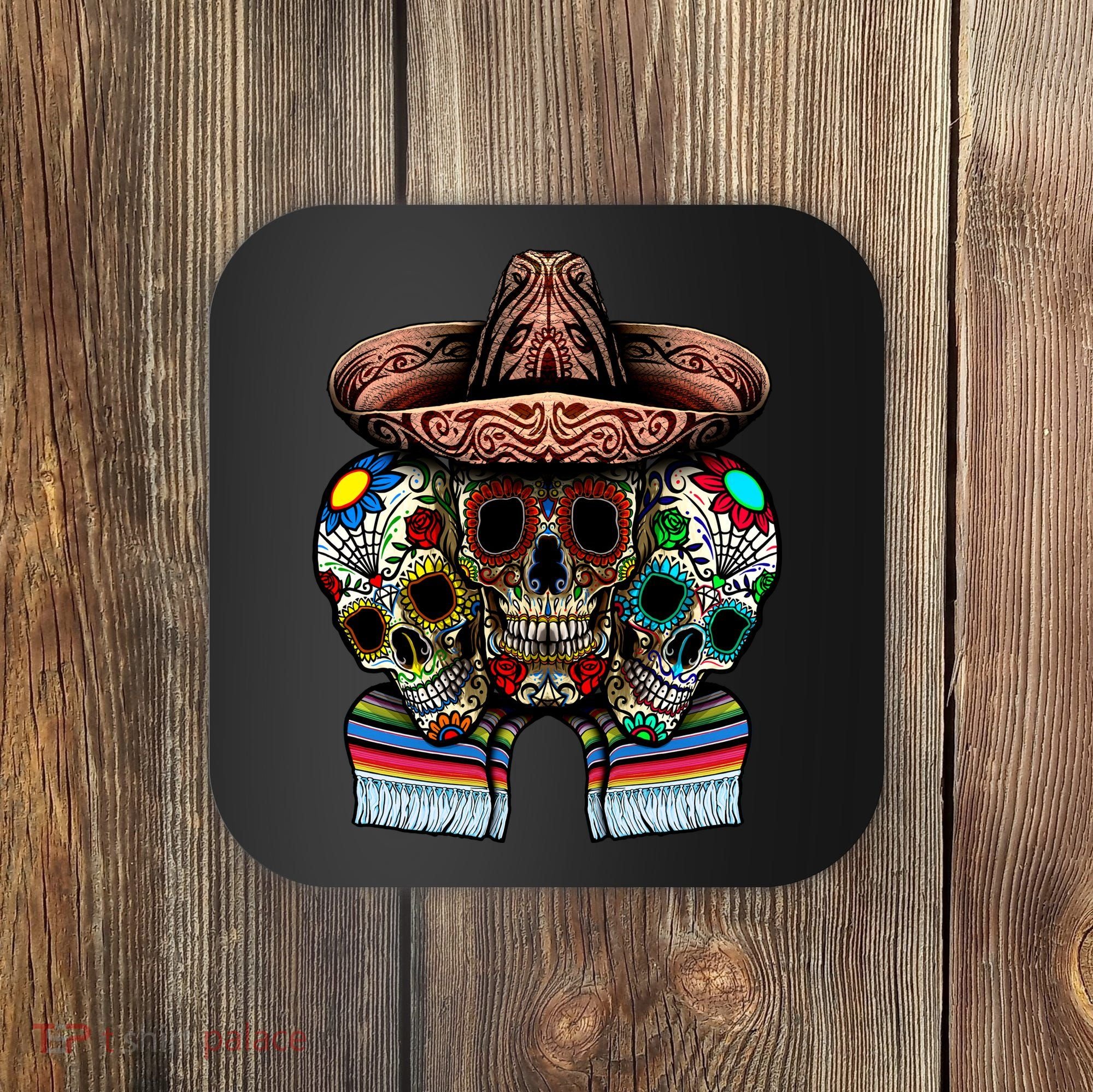 Day Of The Dead Tri Sugar Skulls Coaster