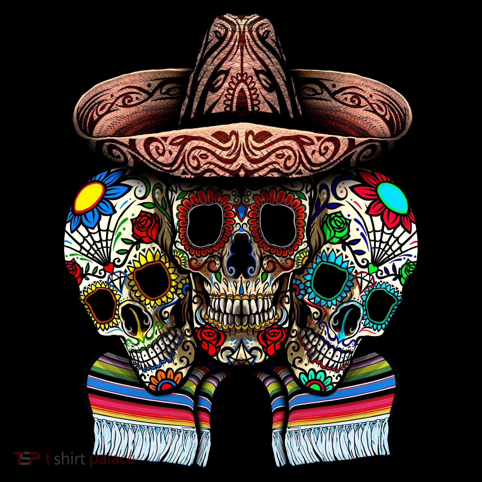 Day Of The Dead Tri Sugar Skulls Coaster