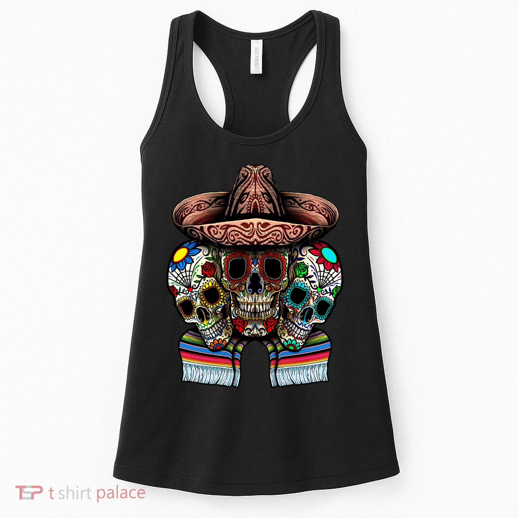 Day Of The Dead Tri Sugar Skulls Women's Tank Top
