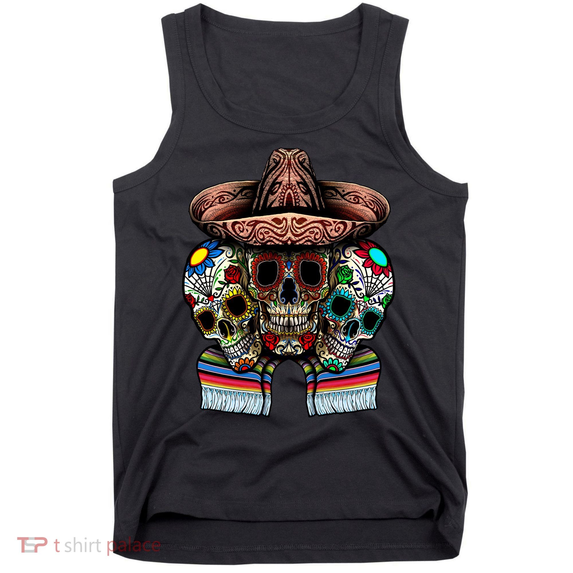 Day Of The Dead Tri Sugar Skulls Tank Top