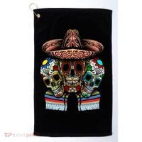 Day Of The Dead Tri Sugar Skulls Golf Towel thumb 0