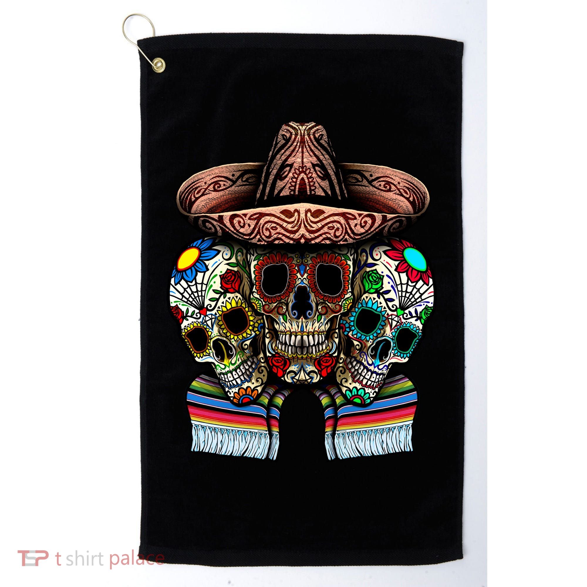 Day Of The Dead Tri Sugar Skulls Golf Towel