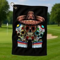 Day Of The Dead Tri Sugar Skulls Golf Towel thumb 1