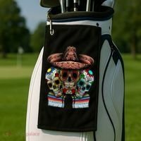 Day Of The Dead Tri Sugar Skulls Golf Towel thumb 2