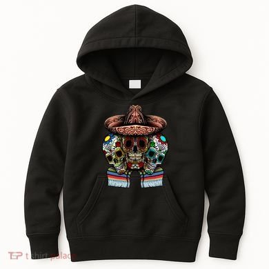 Day Of The Dead Tri Sugar Skulls Kids Hoodie