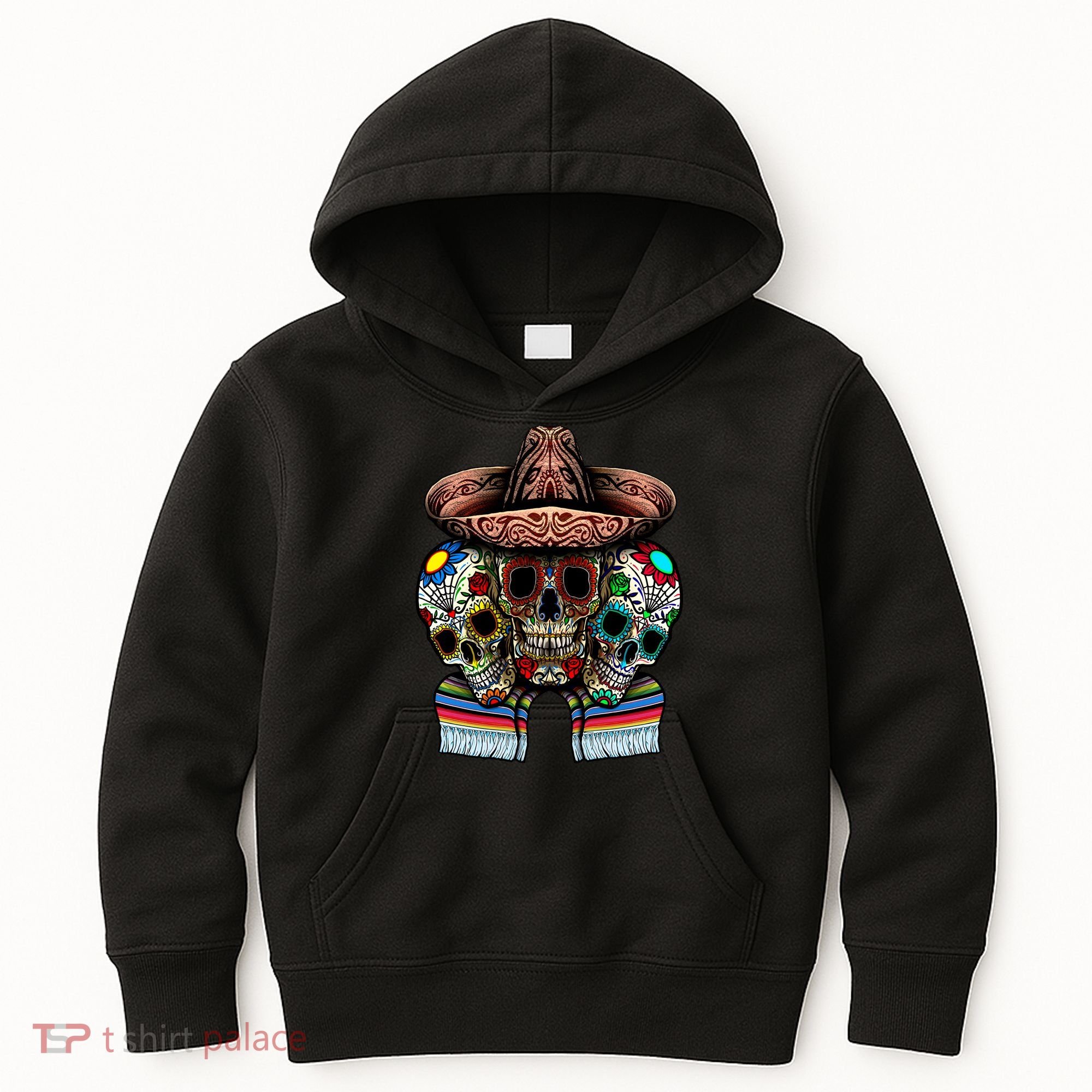 Day Of The Dead Tri Sugar Skulls Kids Hoodie