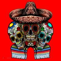 Day Of The Dead Tri Sugar Skulls Santa Hat thumb 1
