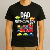 Dad Of The Birthday Boy Cars Trucks Trains Birthday Party T-Shirt thumb 3