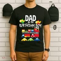 Dad Of The Birthday Boy Cars Trucks Trains Birthday Party T-Shirt thumb 6