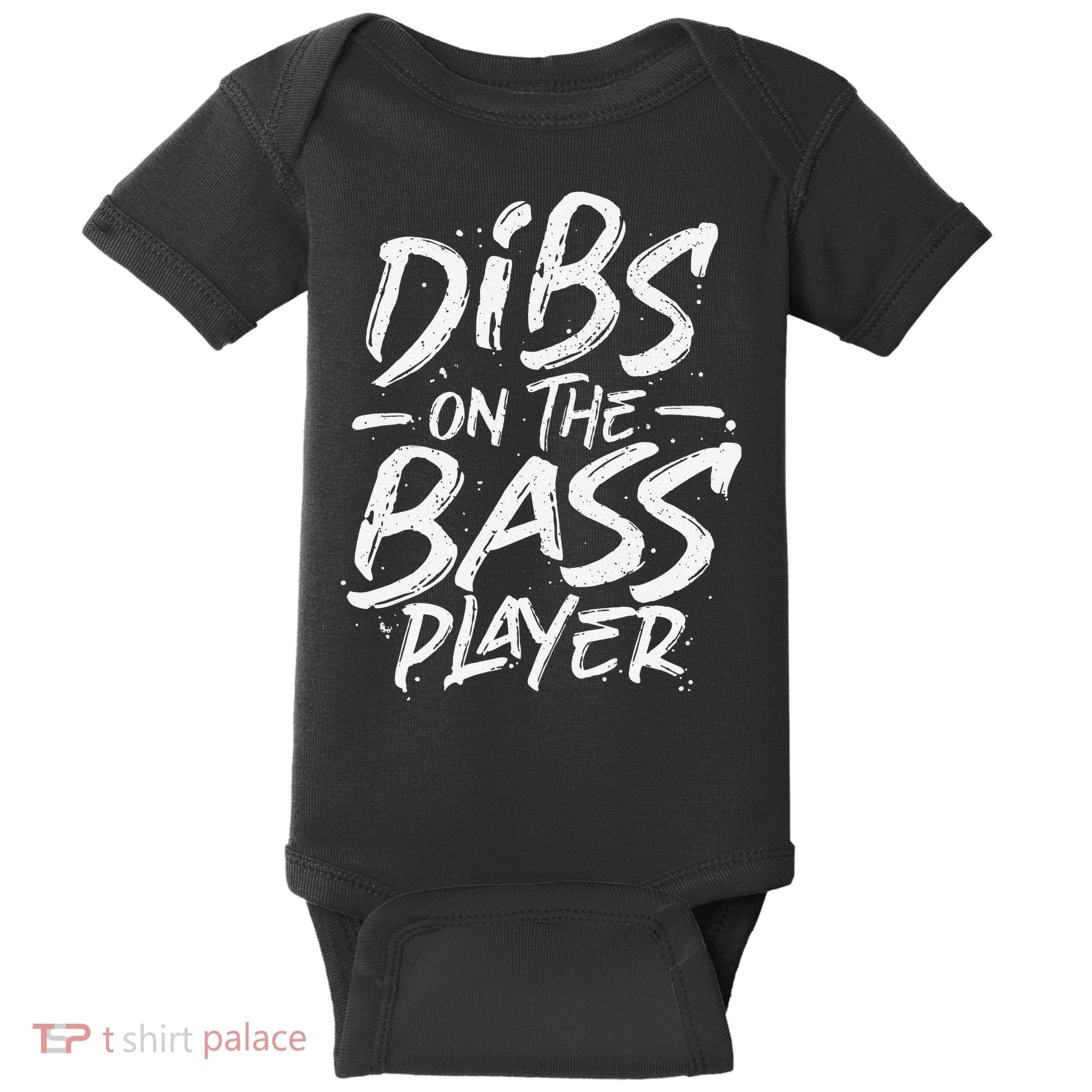 Dibs On The Bass Player Guitar funny Musician Baby Bodysuit