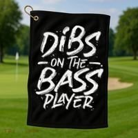 Dibs On The Bass Player Guitar funny Musician Golf Towel thumb 1
