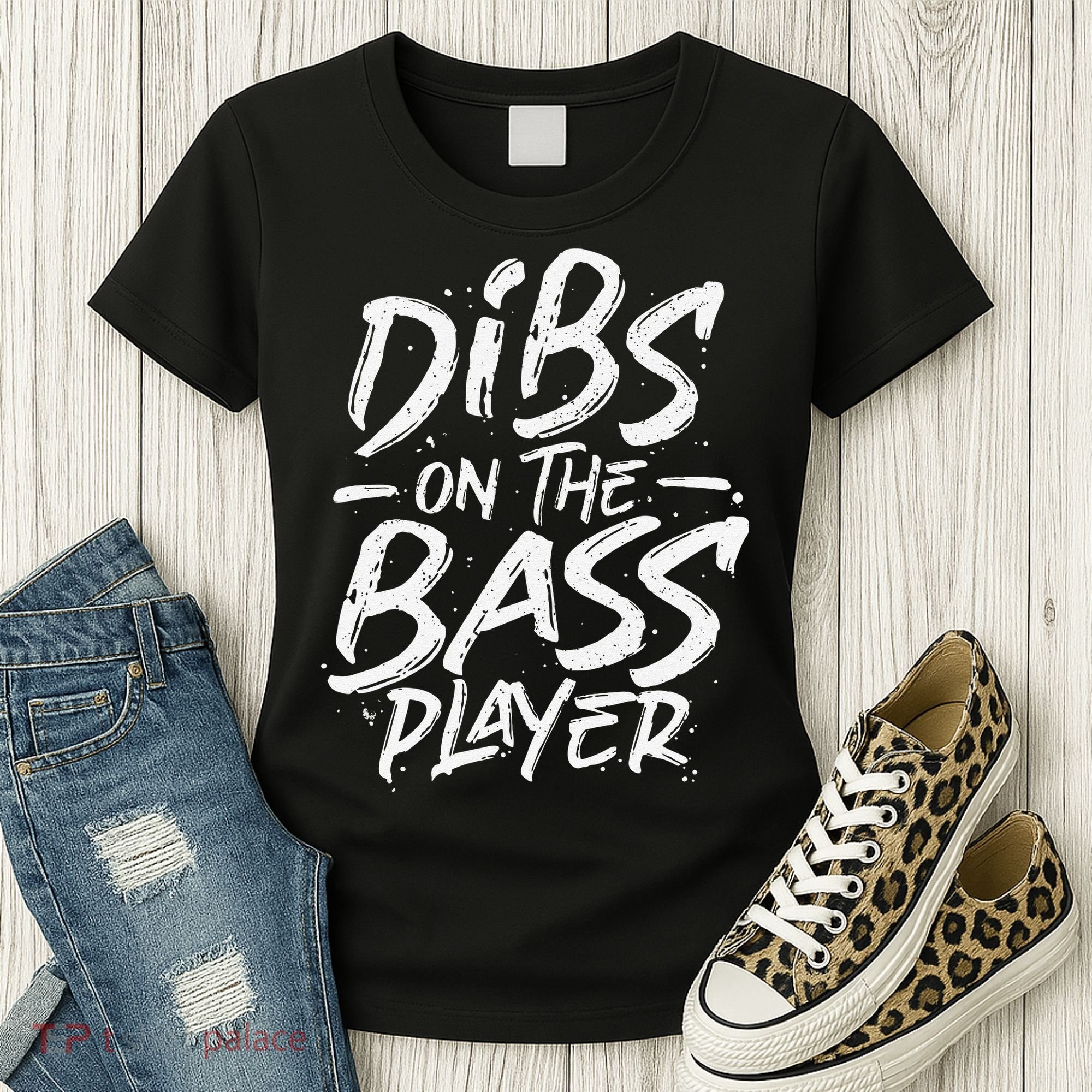 Dibs On The Bass Player Guitar funny Musician Women's T-Shirt