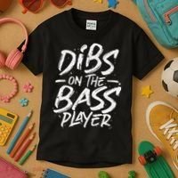 Dibs On The Bass Player Guitar funny Musician Kids T-Shirt thumb 3