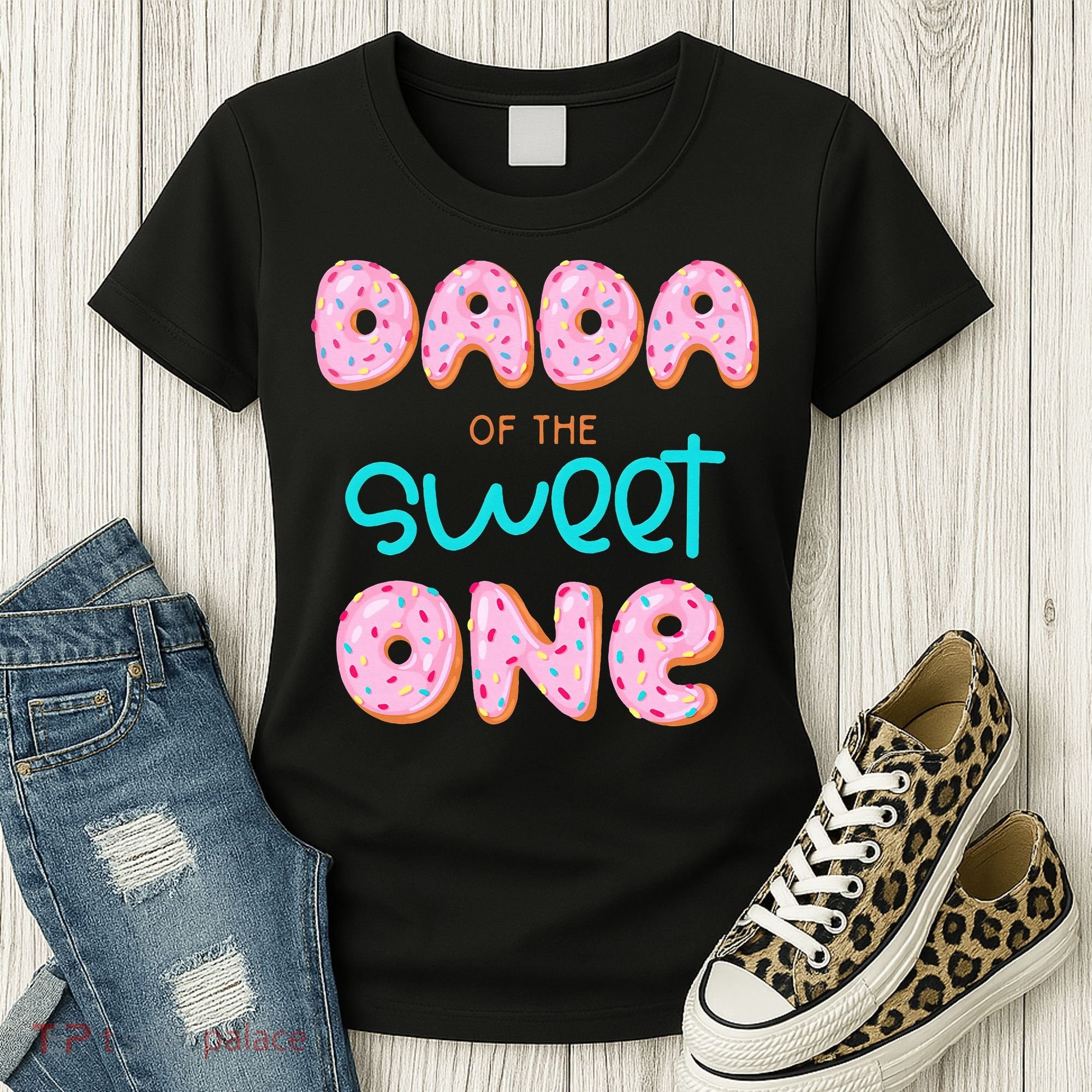 Dada of The Sweet One First Birthday Matching Family Donut Women's T-Shirt