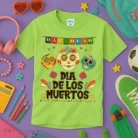 Day Of The Dead Dia De Los Muertos Sugar Skulls Kids T-Shirt thumb 3