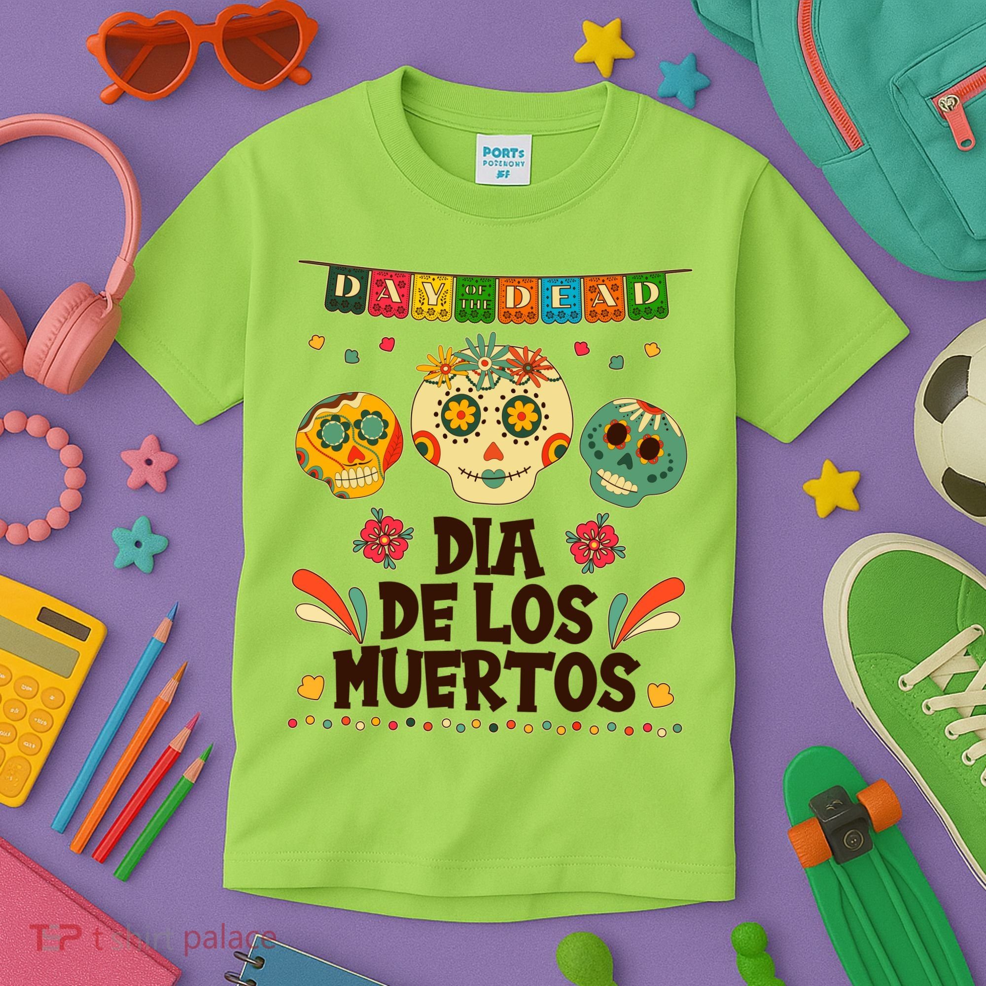 Day Of The Dead Dia De Los Muertos Sugar Skulls Kids T-Shirt