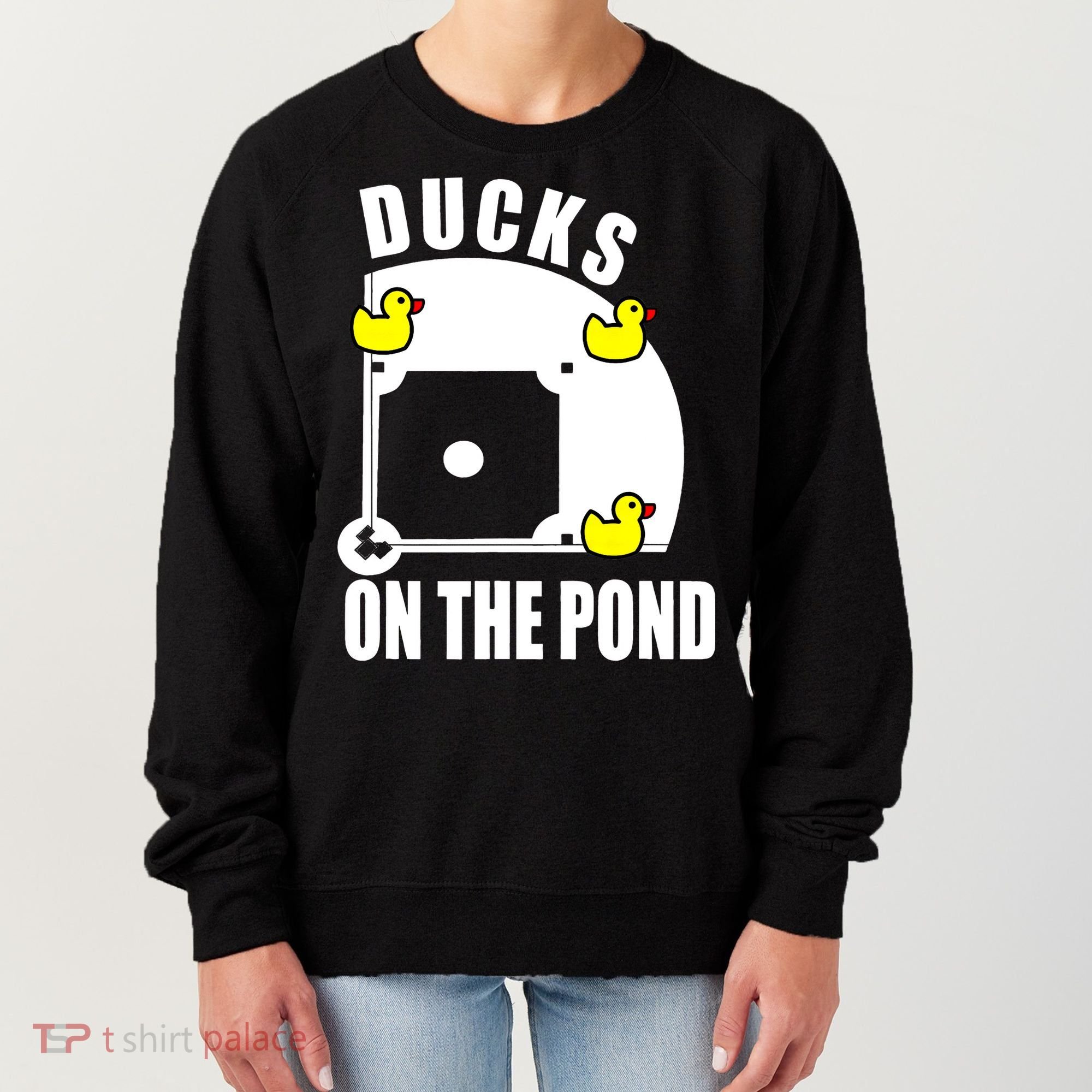Ducks on the Pond Baseball funny sports Player Women's Sweatshirt