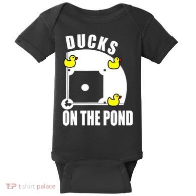 Ducks on the Pond Baseball funny sports Player Baby Bodysuit