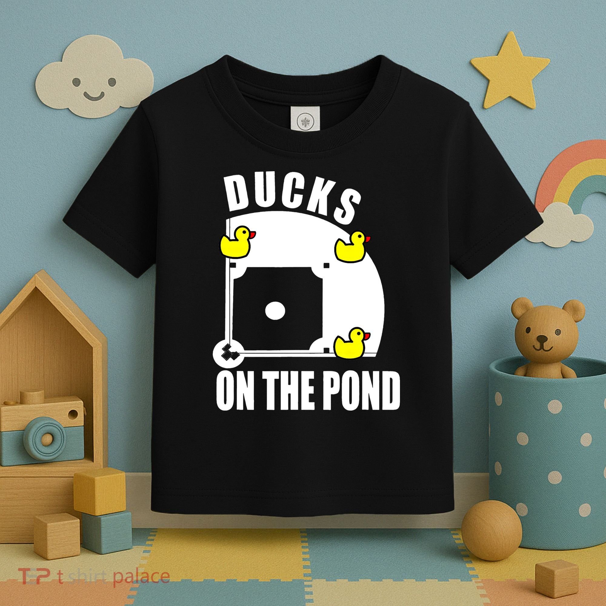 Ducks on the Pond Baseball funny sports Player Toddler T-Shirt