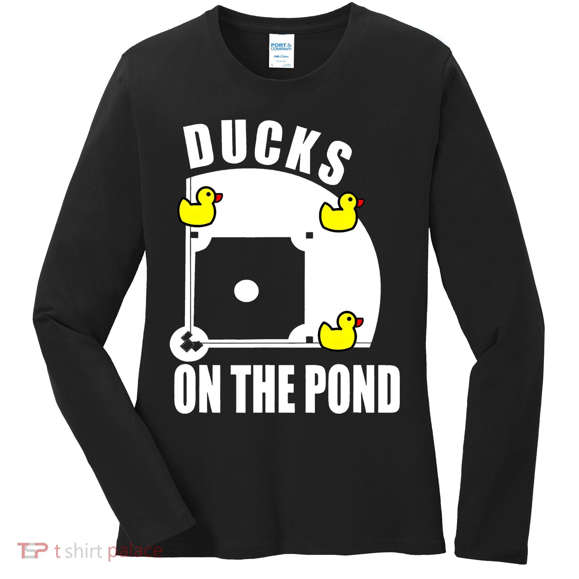 Ducks on the Pond Baseball funny sports Player Women's Long Sleeve Shirt