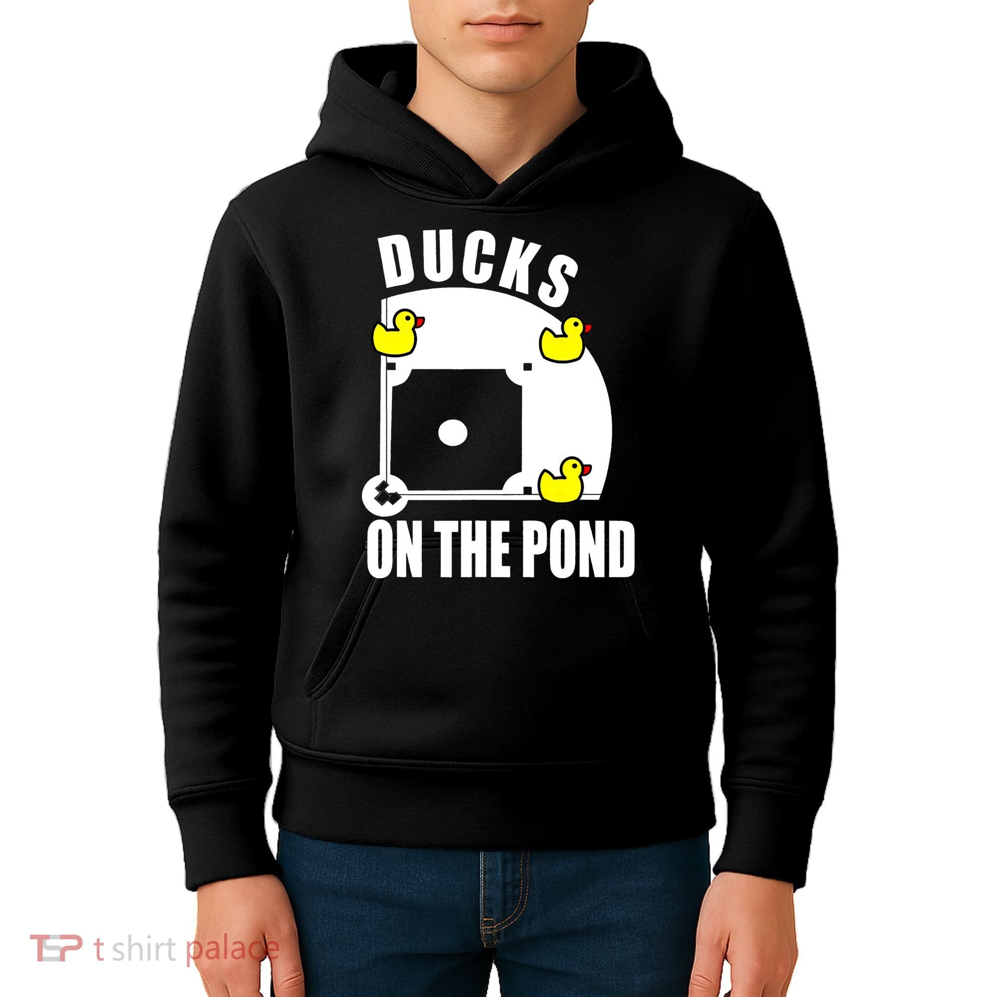 Ducks on the Pond Baseball funny sports Player Kids Hoodie
