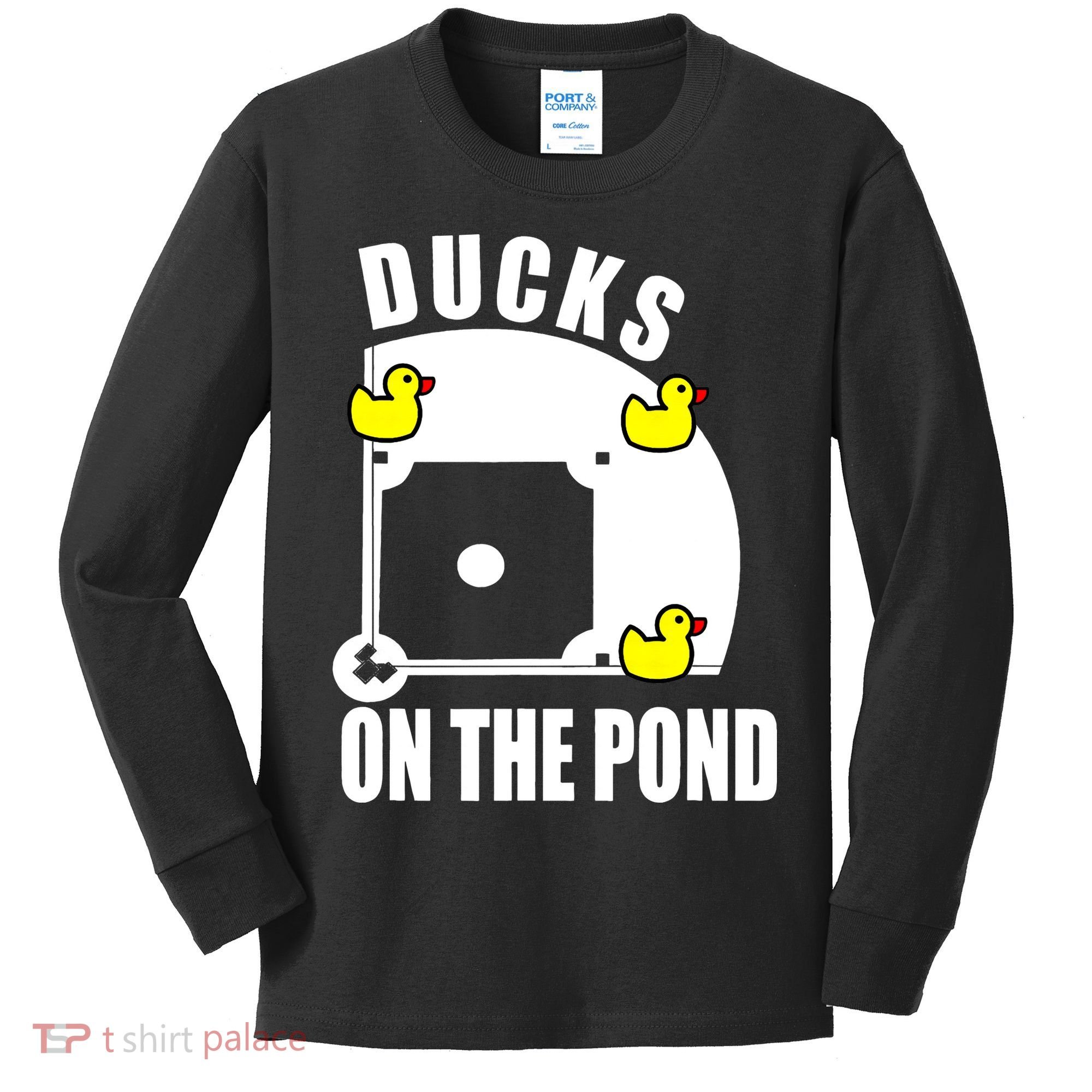 Ducks on the Pond Baseball funny sports Player Kids Long Sleeve Shirt
