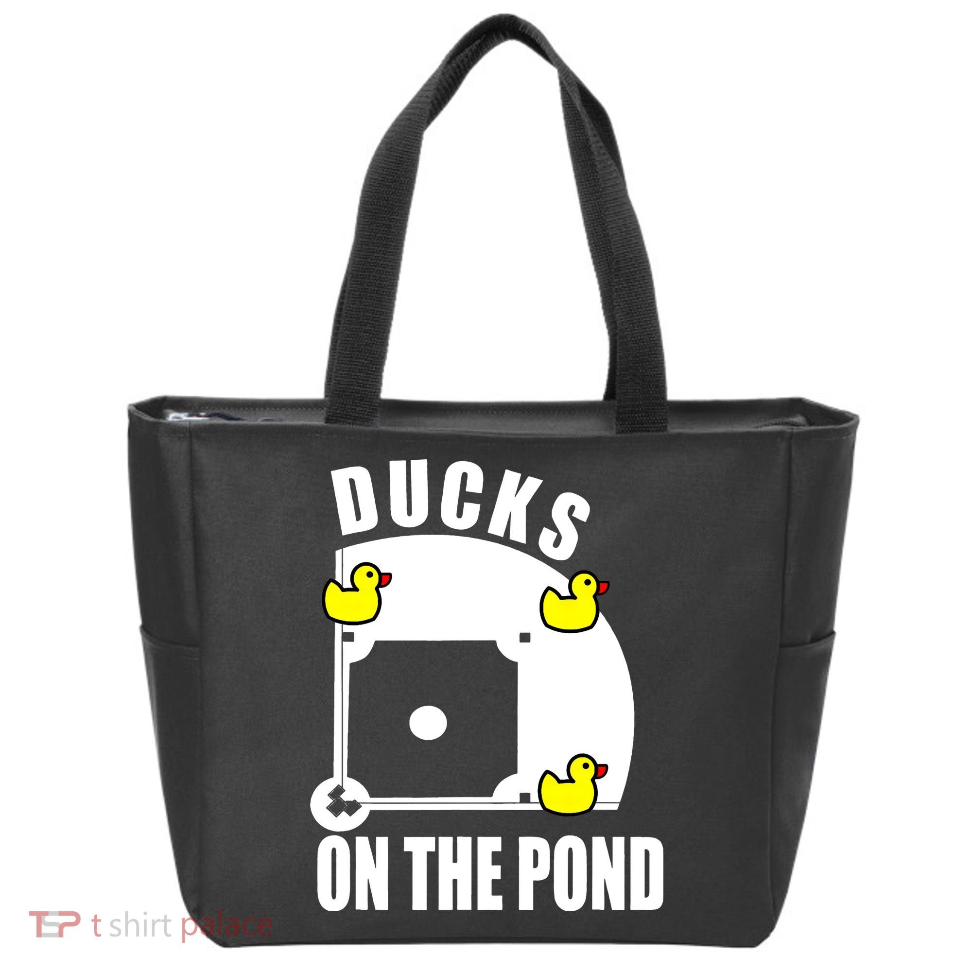 Ducks on the Pond Baseball funny sports Player Tote Bag