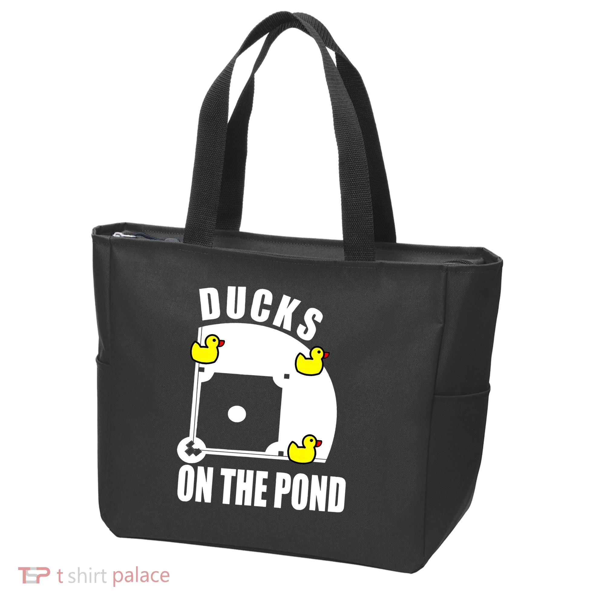 Ducks on the Pond Baseball funny sports Player Tote Bag