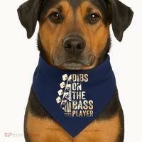Dibs On The Bass Player Guitar Musician USA-Made Doggie Bandana thumb 1