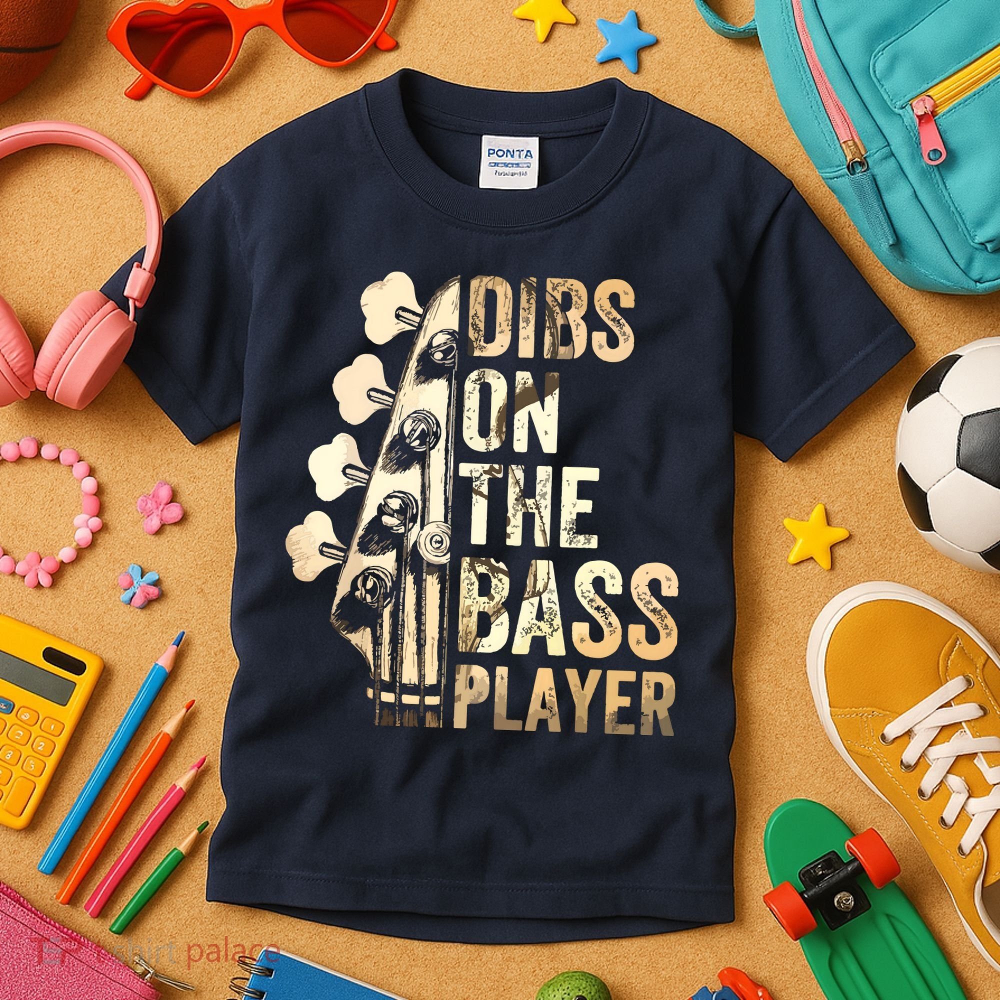 Dibs On The Bass Player Guitar Musician Kids T-Shirt