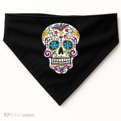 Day Of The Dead Sugar Skull USA-Made Doggie Bandana