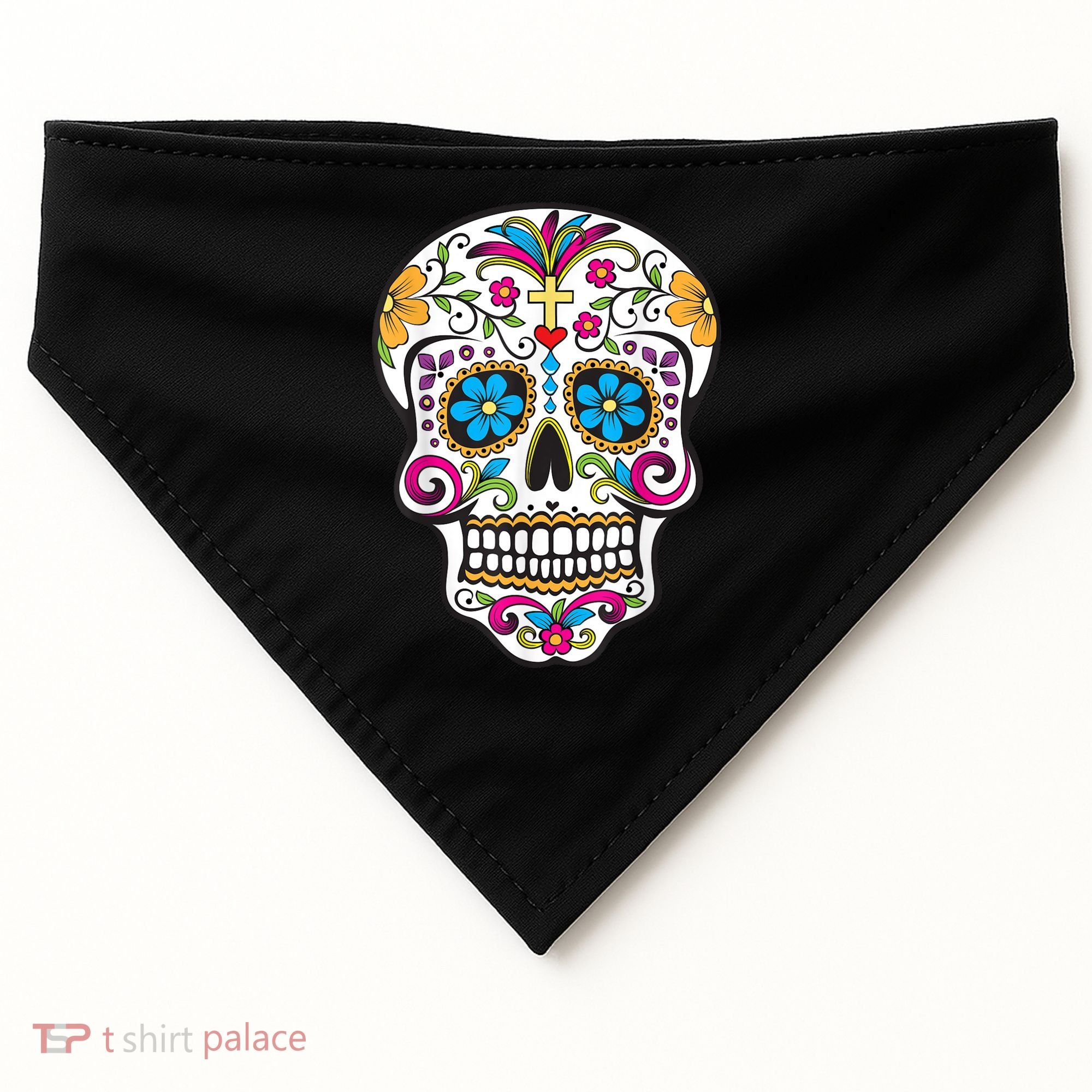 Day Of The Dead Sugar Skull USA-Made Doggie Bandana