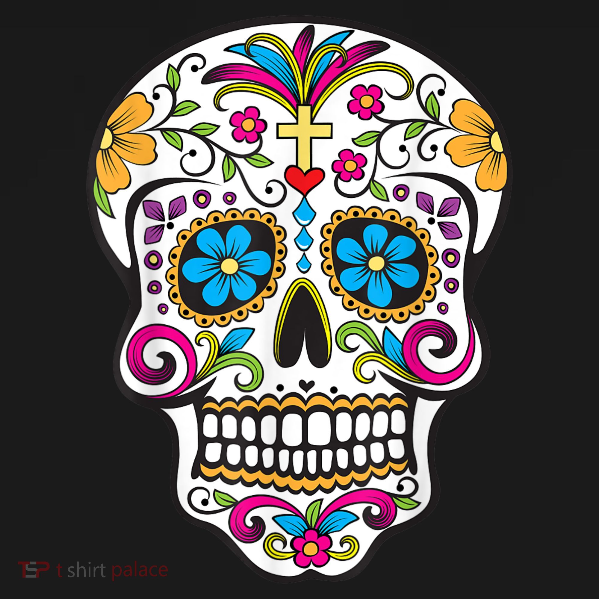 Day Of The Dead Sugar Skull USA-Made Doggie Bandana
