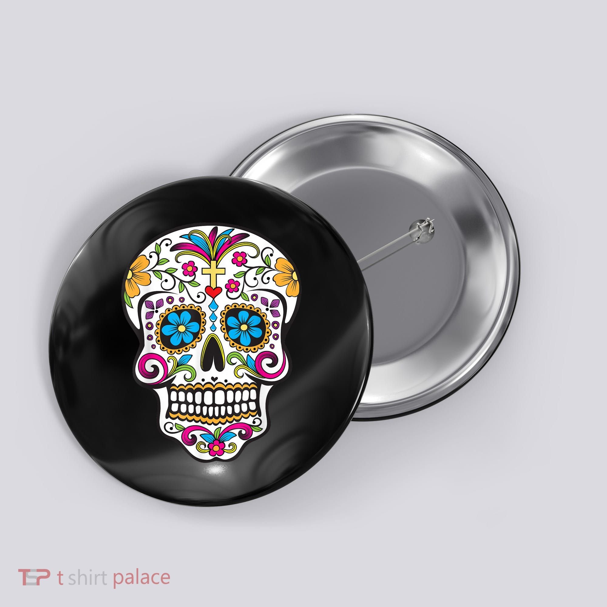 Day Of The Dead Sugar Skull Button