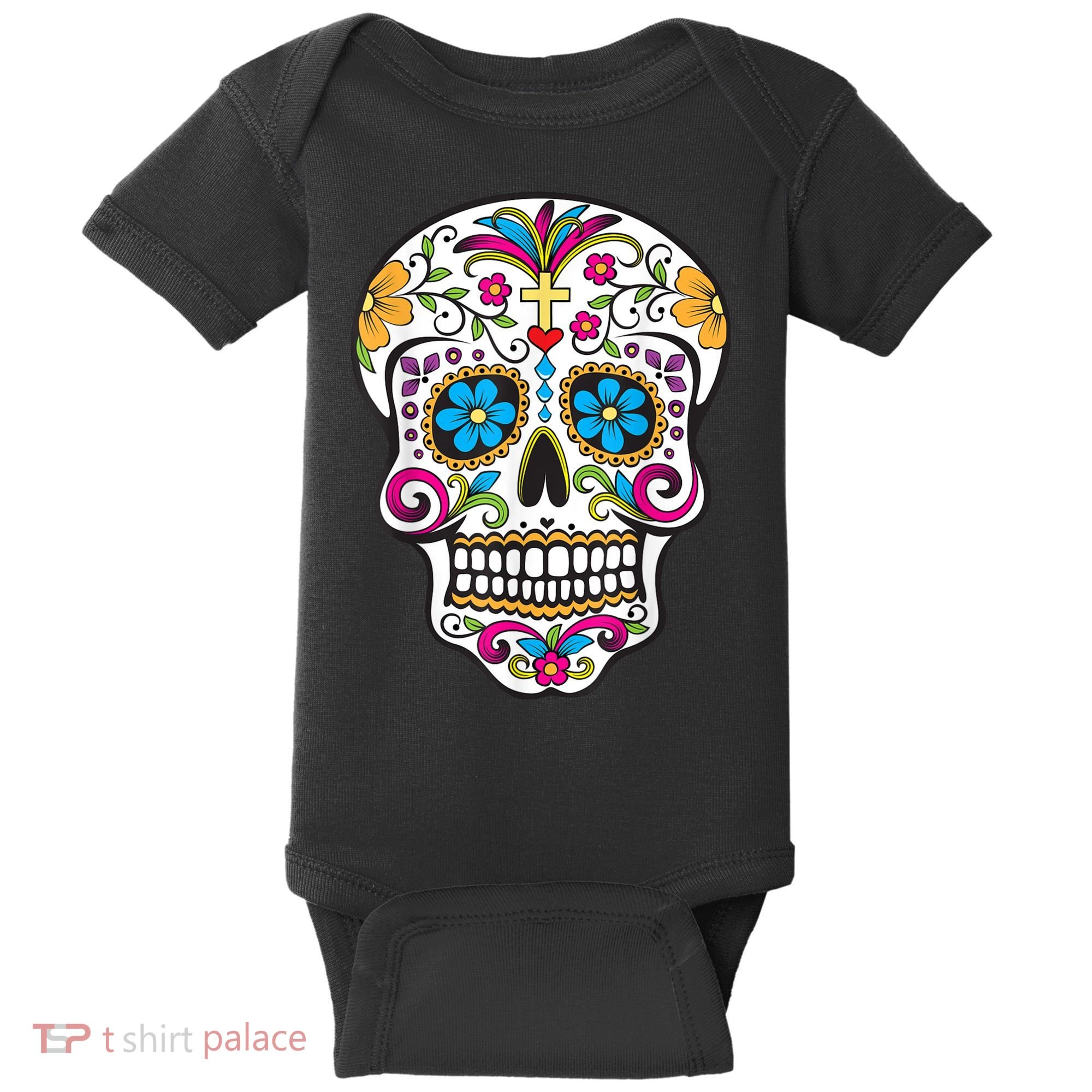 Day Of The Dead Sugar Skull Baby Bodysuit