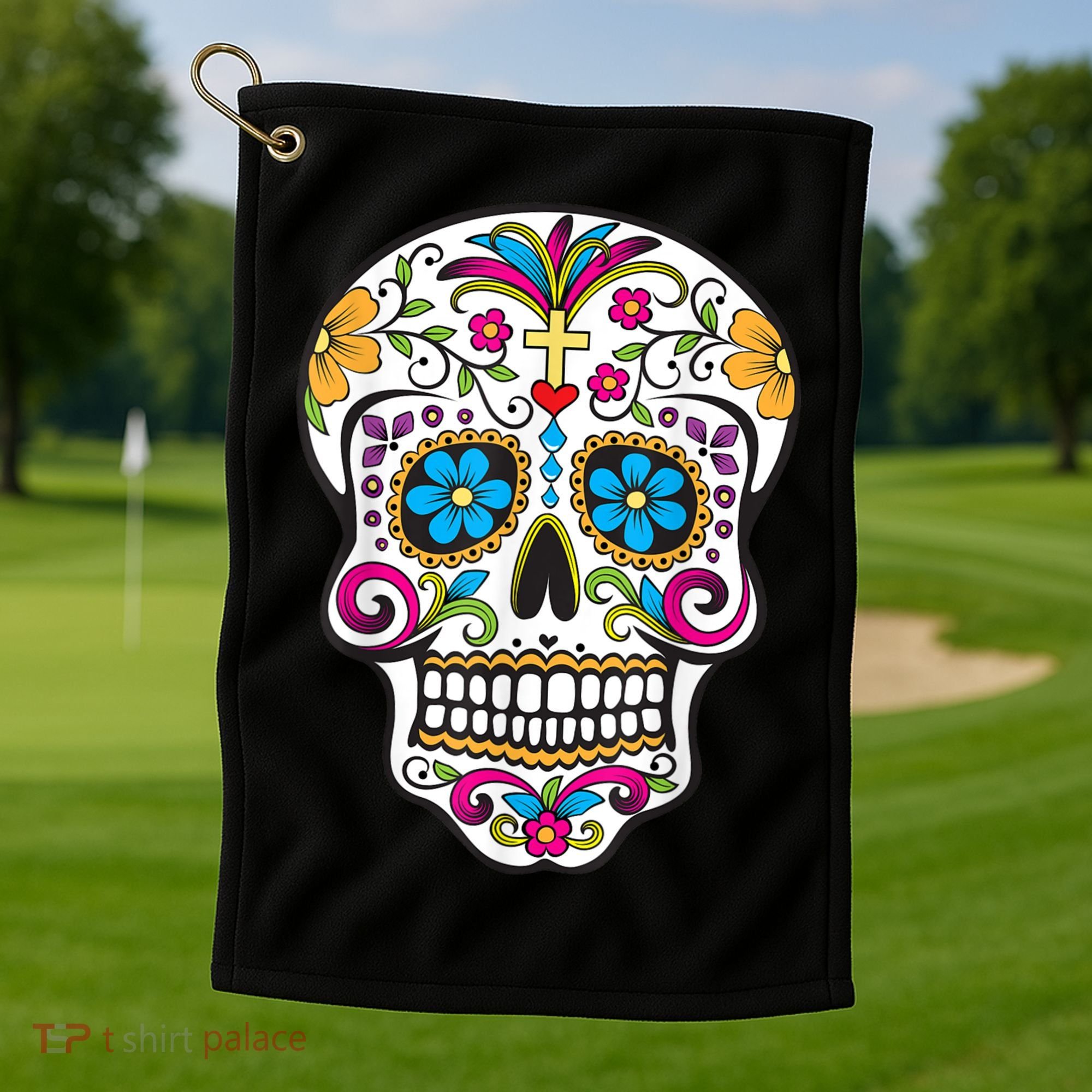 Day Of The Dead Sugar Skull Golf Towel