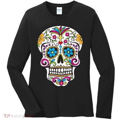 Day Of The Dead Sugar Skull Women's Long Sleeve Shirt