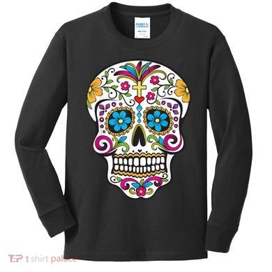 Day Of The Dead Sugar Skull Kids Long Sleeve Shirt