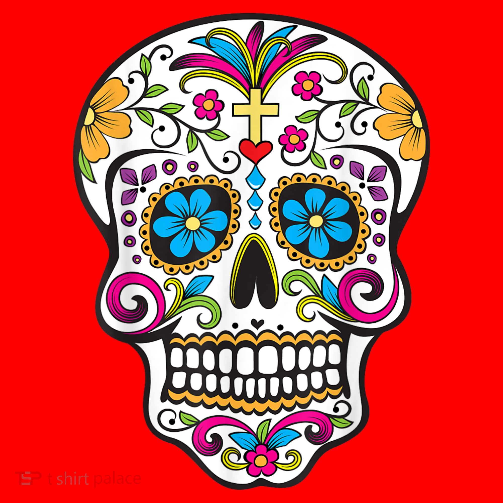 Day Of The Dead Sugar Skull Santa Hat