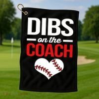 Dibs On The Coach Baseball Women Gift Golf Towel thumb 1