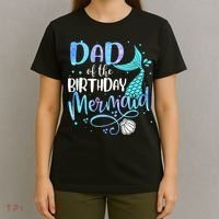 Dad Of The Birthday Mermaid Family Matching Party Squad T-Shirt thumb 4