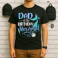 Dad Of The Birthday Mermaid Family Matching Party Squad T-Shirt thumb 6