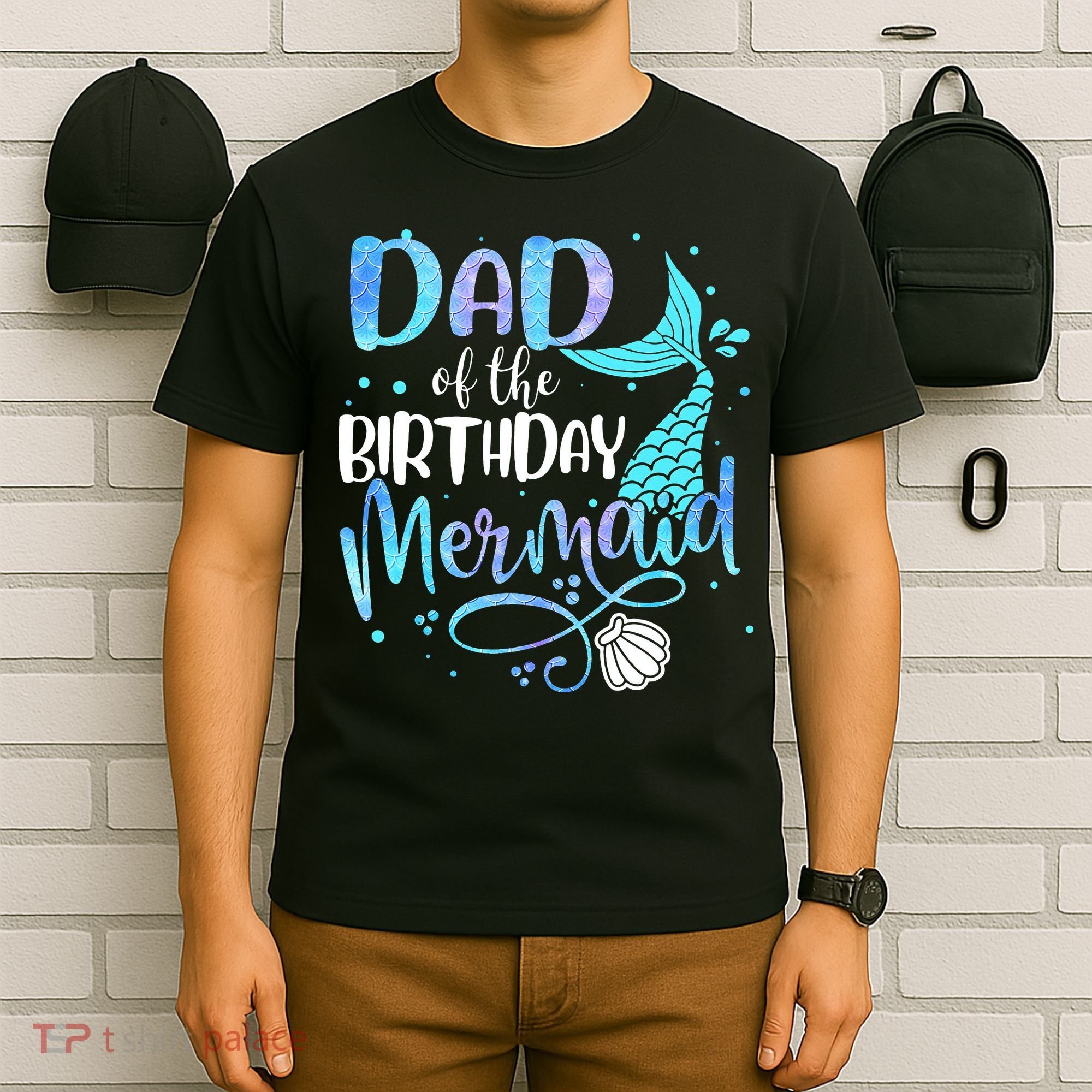 Dad Of The Birthday Mermaid Family Matching Party Squad T-Shirt