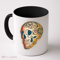 Day Of The Dead Grunge Sugar Skull Coffee Mug thumb 0