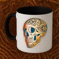 Day Of The Dead Grunge Sugar Skull Coffee Mug thumb 2